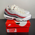 Nike Air Max 95 White Varsity Red Particle Gray 10.5 (Moderately Worn Pre-Owned)NikeBlack/Varsity Red/Particle Gray/White - Image 1