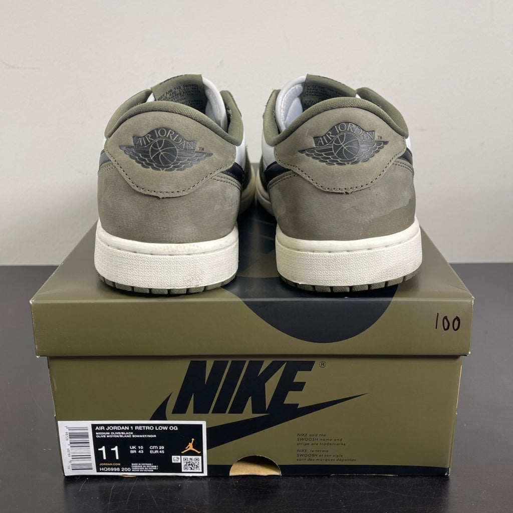 Jordan 1 Retro Low OG Medium Olive 11 (Moderately Worn Pre-Owned)JordanMedium Olive/Summit White/Sail/Black - Image 4