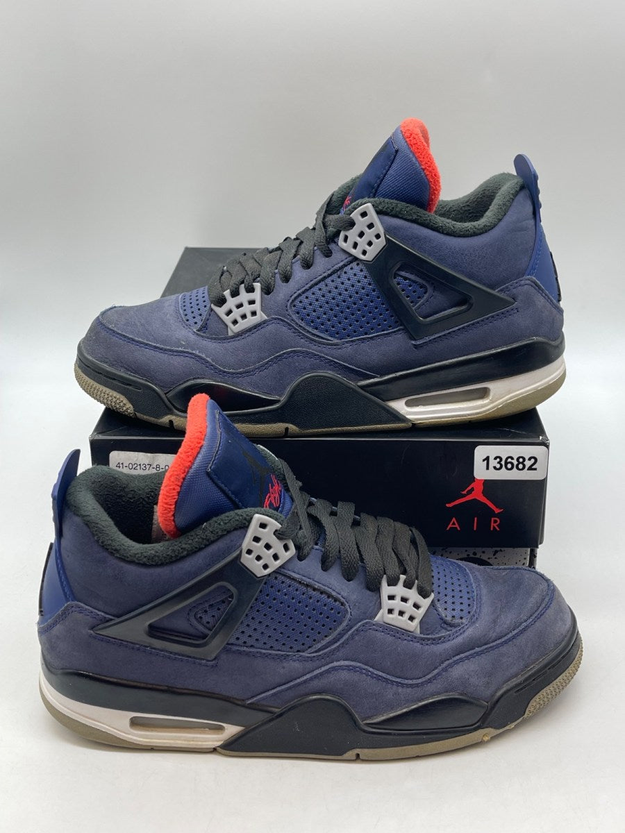 Jordan 4 Retro Winterized Loyal Blue 8 (Moderately Worn Pre-Owned)JordanLoyal Blue/White-Habanero Red-Black - Image 1