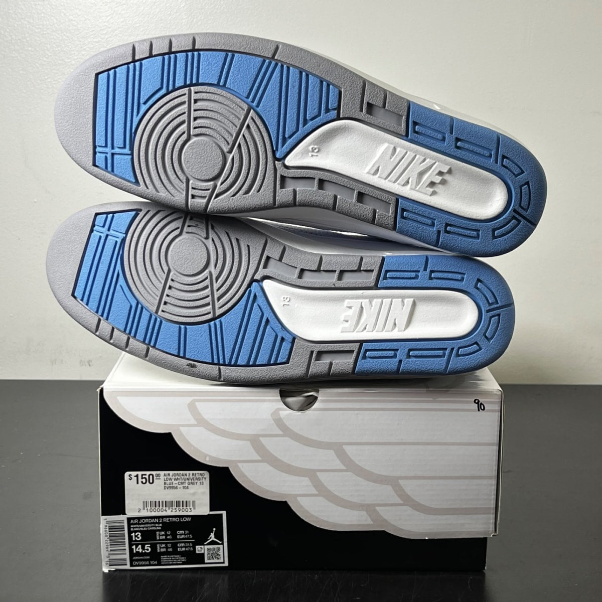 Jordan 2 Retro Low UNC 13 (Lightly Worn Pre-Owned)JordanWhite/University Blue-Cement Grey - Image 6
