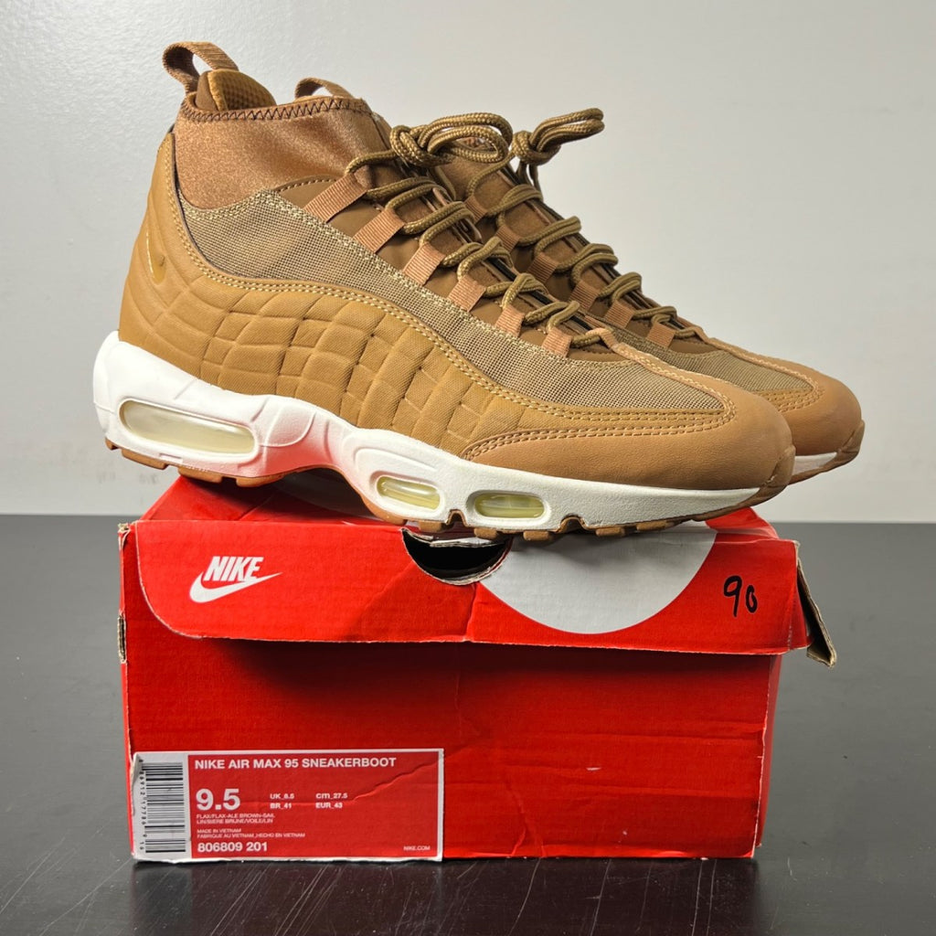 Nike Air Max 95 Sneakerboot Flax (2017) 9.5 (Lightly Worn Pre-Owned)NikeFlax/Flax-Ale Brown-Sail - Image 1