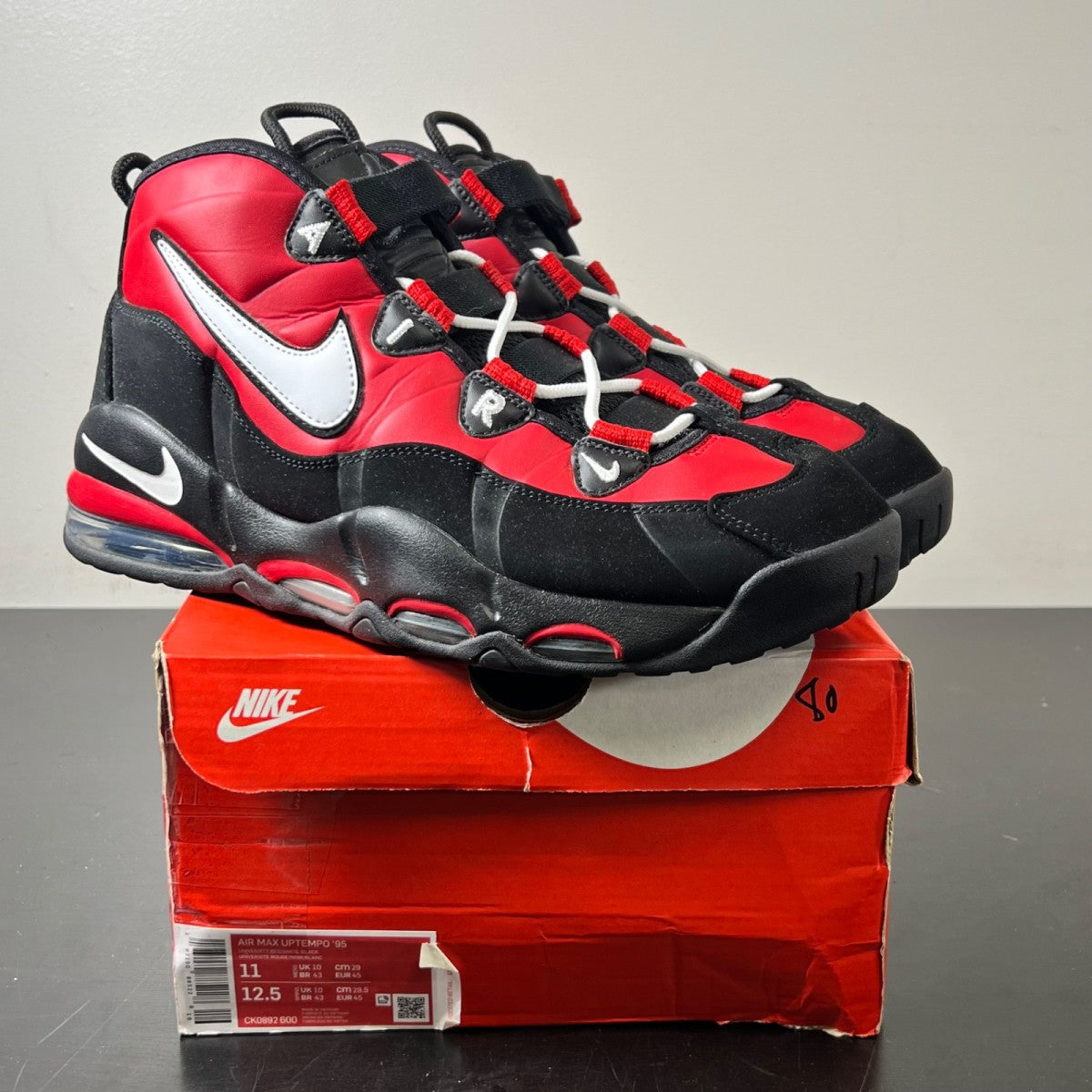 Nike Air Max Uptempo 95 Bulls 11 (Lightly Worn Pre-Owned)NikeVarsity Red/Black-White - Image 1