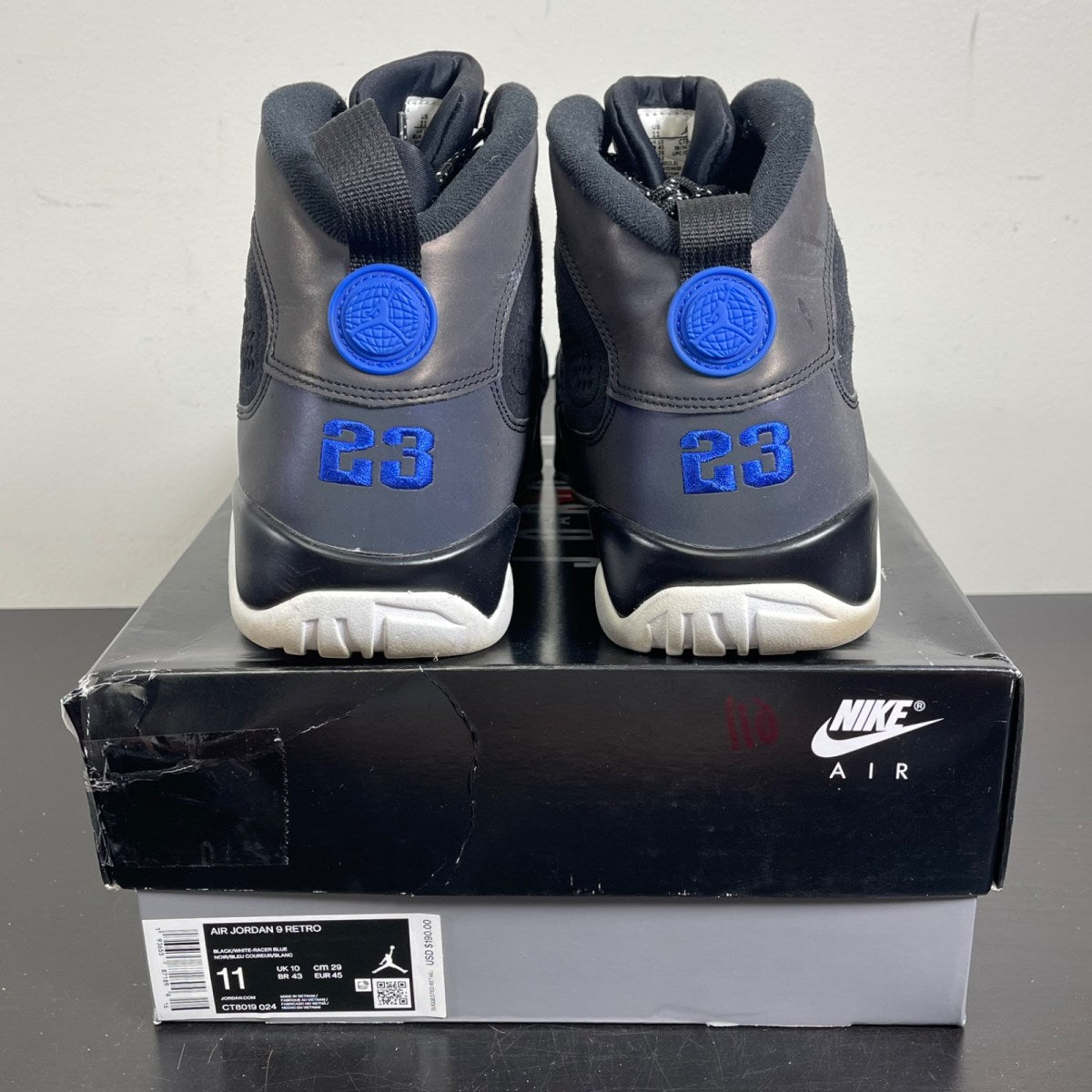 Jordan 9 Retro Racer Blue 11 (Moderately Worn Pre-Owned)JordanBlack/White-Racer Blue - Image 4