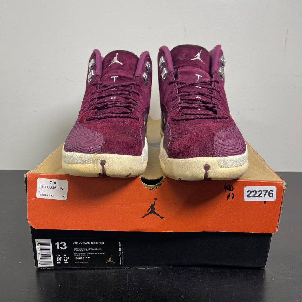 Jordan 12 Retro Bordeaux 13 (Moderately Worn Pre-Owned)JordanBordeaux/Sail-Metallic Silver - Image 2