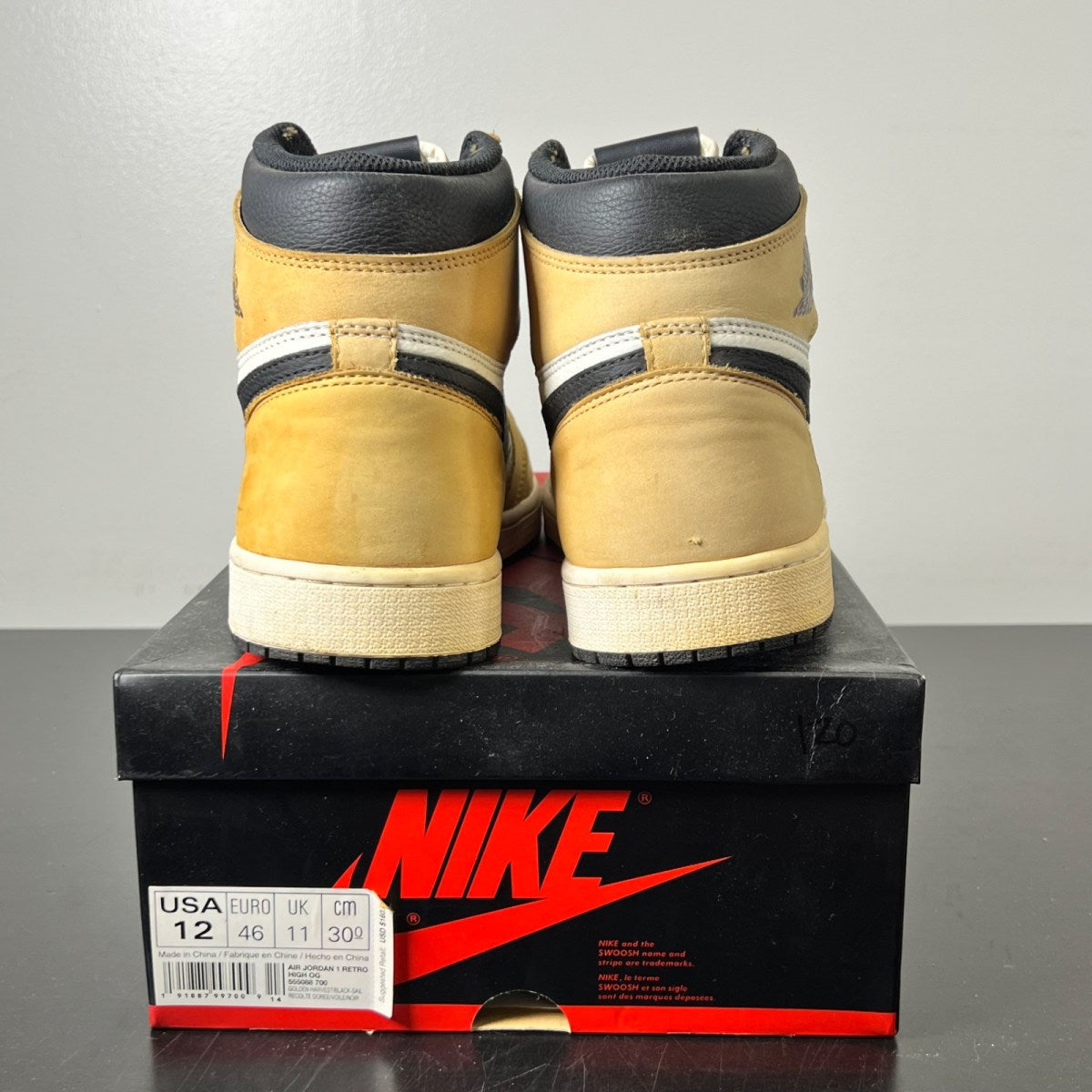 Jordan 1 Retro High Rookie of the Year 12 (Heavily Worn Pre-Owned)JordanGolden Harvest/Black-Sail - Image 5