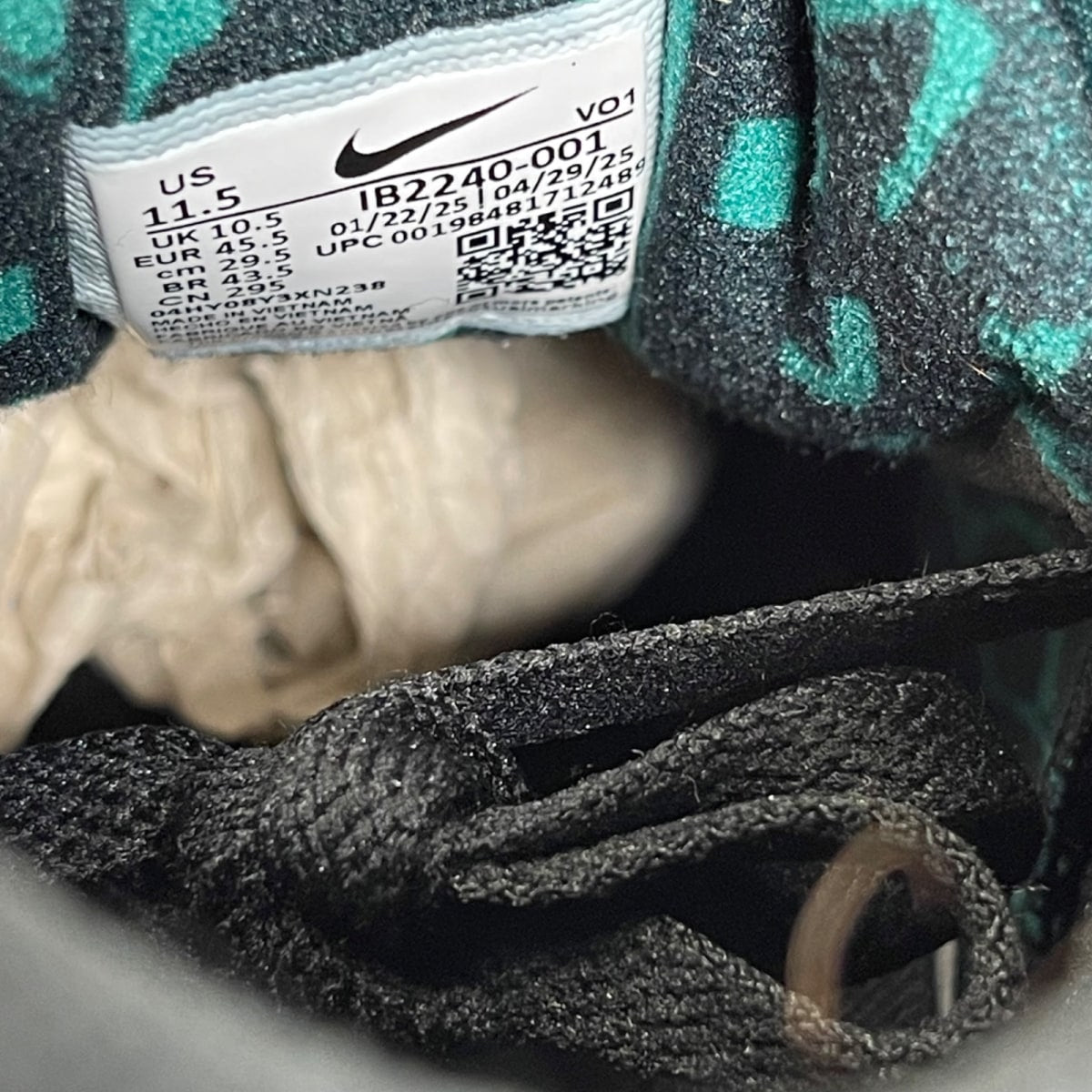 Nike Air Diamond Turf Emerald 11.5 (Moderately Worn Pre-Owned)NikeBlack/Mystic Green-White-Golden Tussah - Image 6