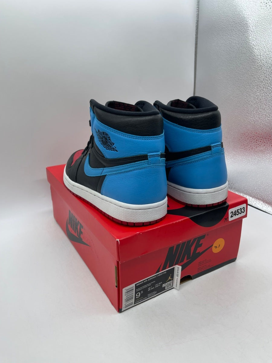 Jordan 1 Retro High NC to Chi (Women's) 9.5W (Moderately Worn Pre-Owned)JordanBlack/Dark Powder Blue-Gym Red - Image 4