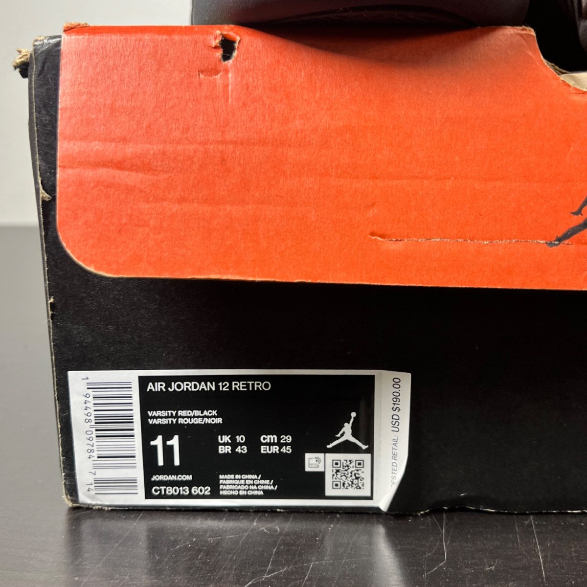 Jordan 12 Retro Reverse Flu Game 11 (Lightly Worn Pre-Owned)JordanVarsity Red/Black - Image 5