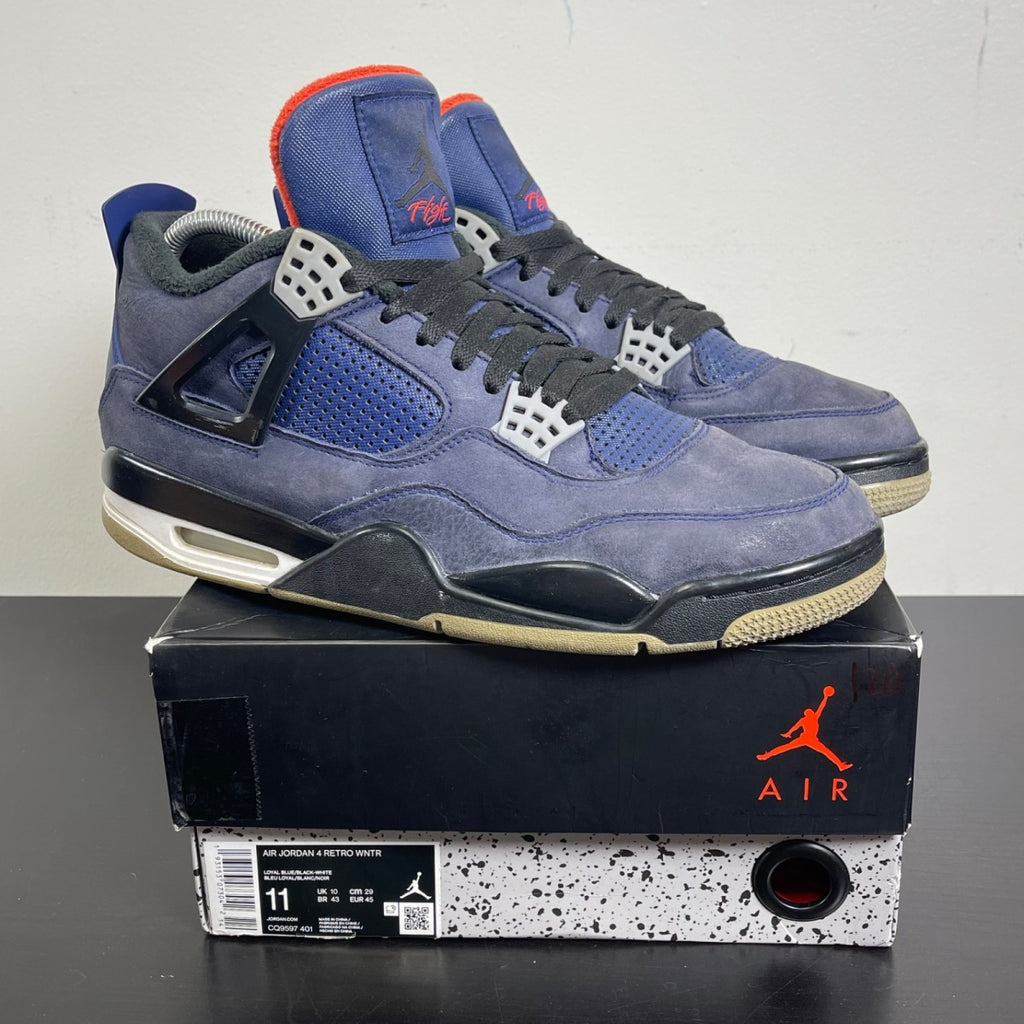 Jordan 4 Retro Winterized Loyal Blue 11 (Moderately Worn Pre-Owned)JordanLoyal Blue/White-Habanero Red-Black - Image 1