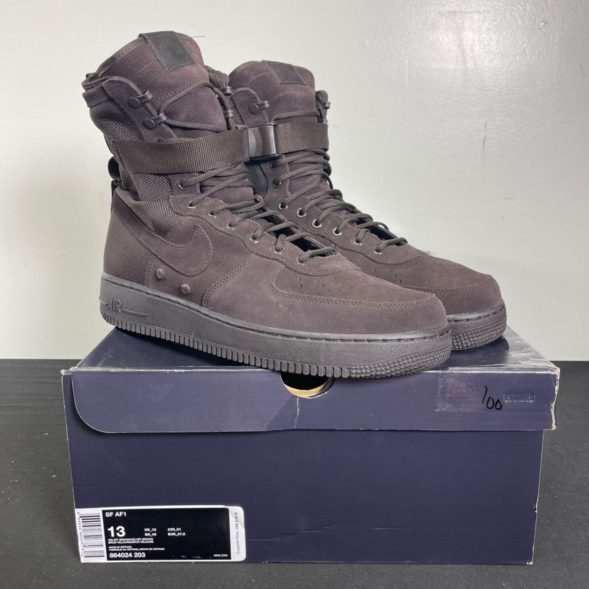 Nike SF Air Force 1 High Velvet Brown 13 (Moderately Worn Pre-Owned)Nike - Image 1