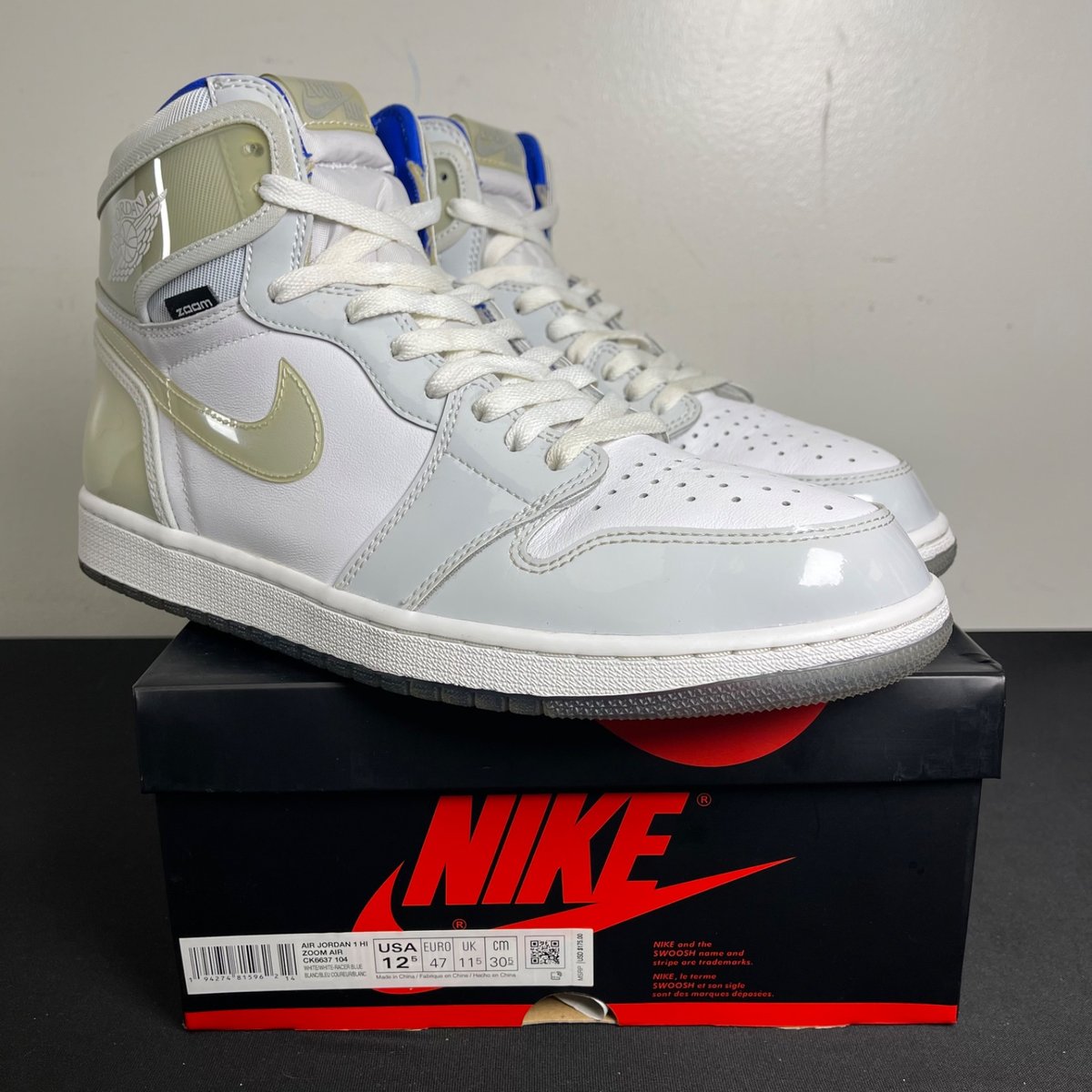 Jordan 1 Retro High Zoom White Racer Blue (Size 12.5) - aux