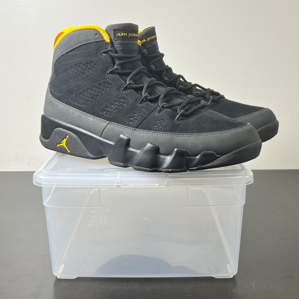 Jordan 9 Retro Dark Charcoal University Gold 10.5 (Moderately Worn Pre-Owned)JordanBlack/Dark Charcoal-University Gold - Image 1