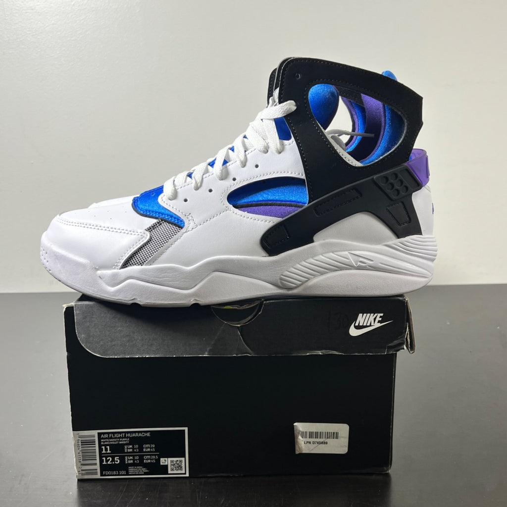 Nike Air Flight Huarache OG White Varsity Purple (2023) 11 (Lightly Worn Pre-Owned)NikeWhite/Varsity Purple-Royal Blue-Menta - Image 3