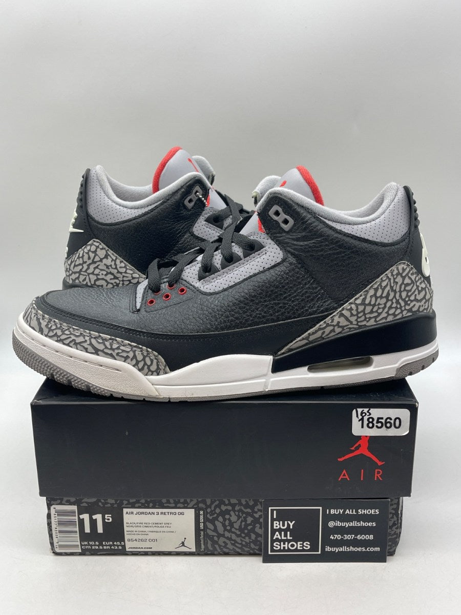 Jordan 3 Retro Black Cement (2018) 11.5 (Moderately Worn Pre-Owned) - Image 1