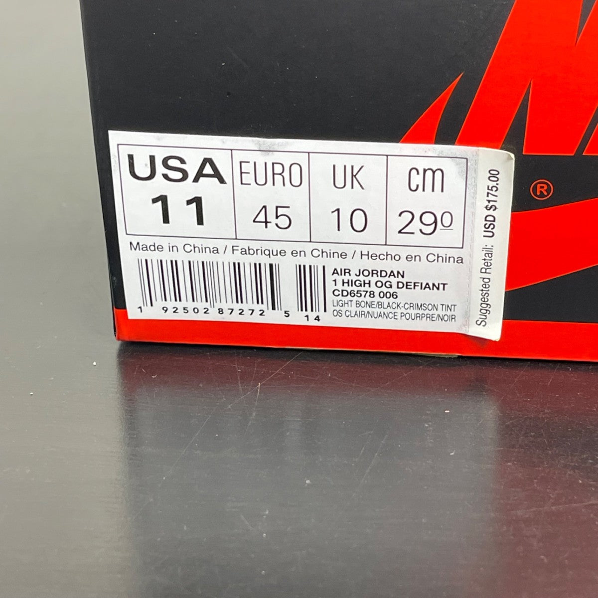 Jordan 1 Retro High OG Defiant SB NYC to Paris 11 (Moderately Worn Pre-Owned)JordanLight Bone/Black-Crimson Tint-Hyper Pink - Image 7