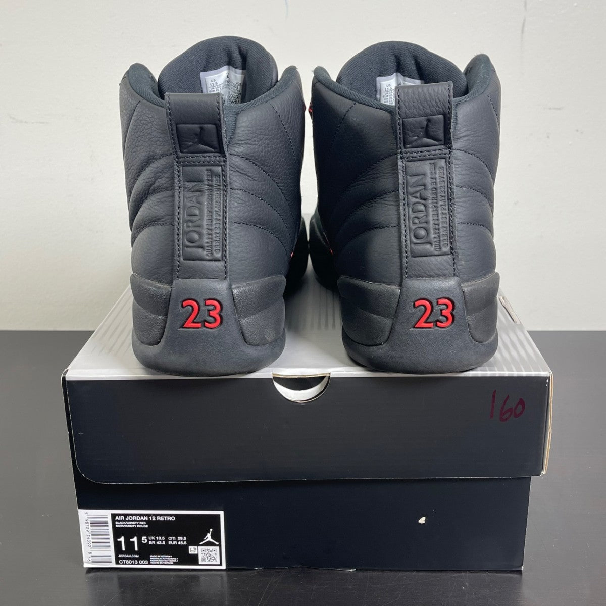 Jordan 12 Retro Bloodline 11.5 (Moderately Worn Pre-Owned)JordanBlack/Black/Varsity Red - Image 4