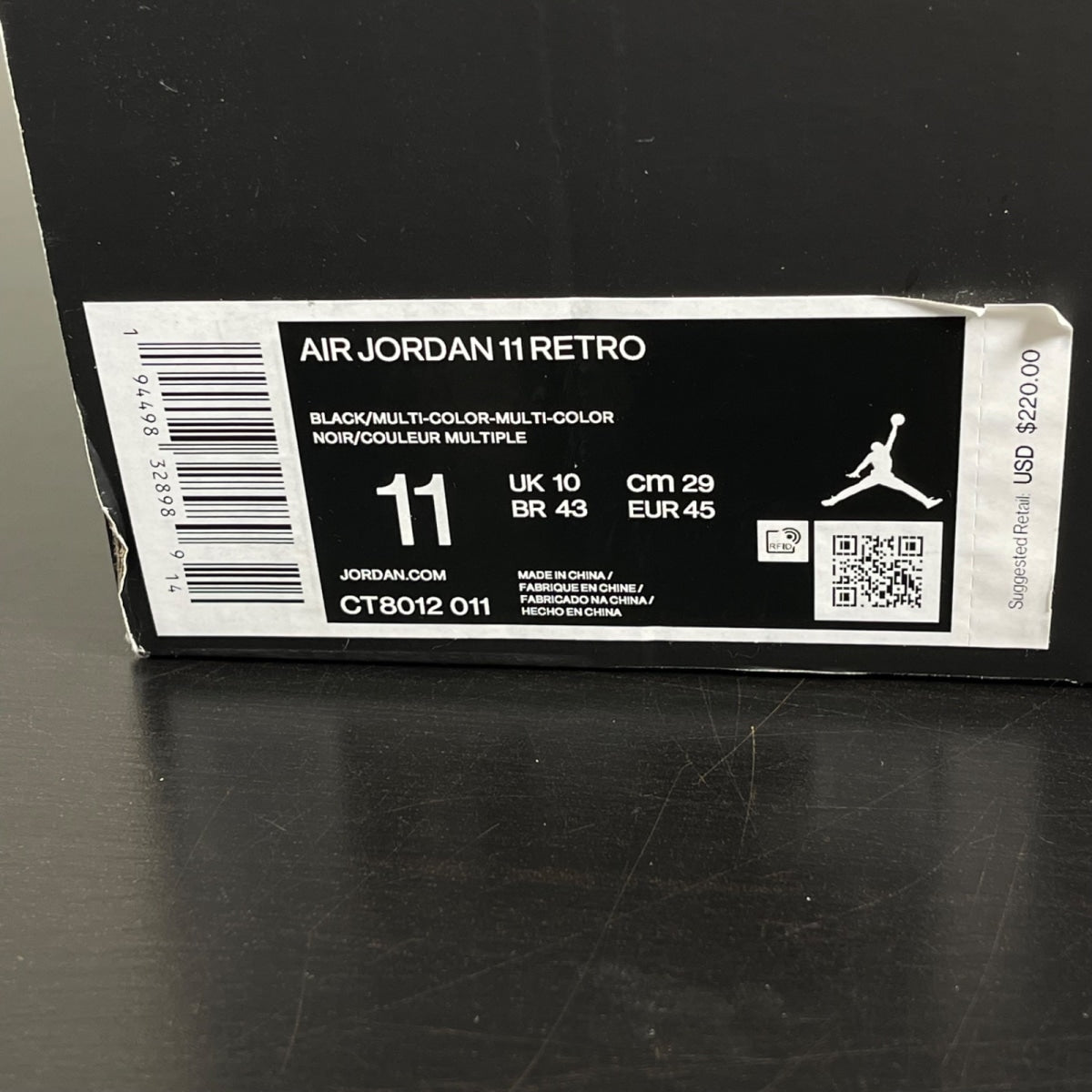 Jordan 11 Retro Jubilee 25th Anniversary 11 (Moderately Worn Pre-Owned)JordanBlack/Multi-Color-White-Multi-Color - Image 7