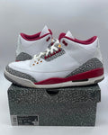 Jordan 3 Retro Cardinal Red 13 (Heavily Worn Pre-Owned)JordanWhite/Light Curry-Cardinal Red-Cement Grey - Image 1
