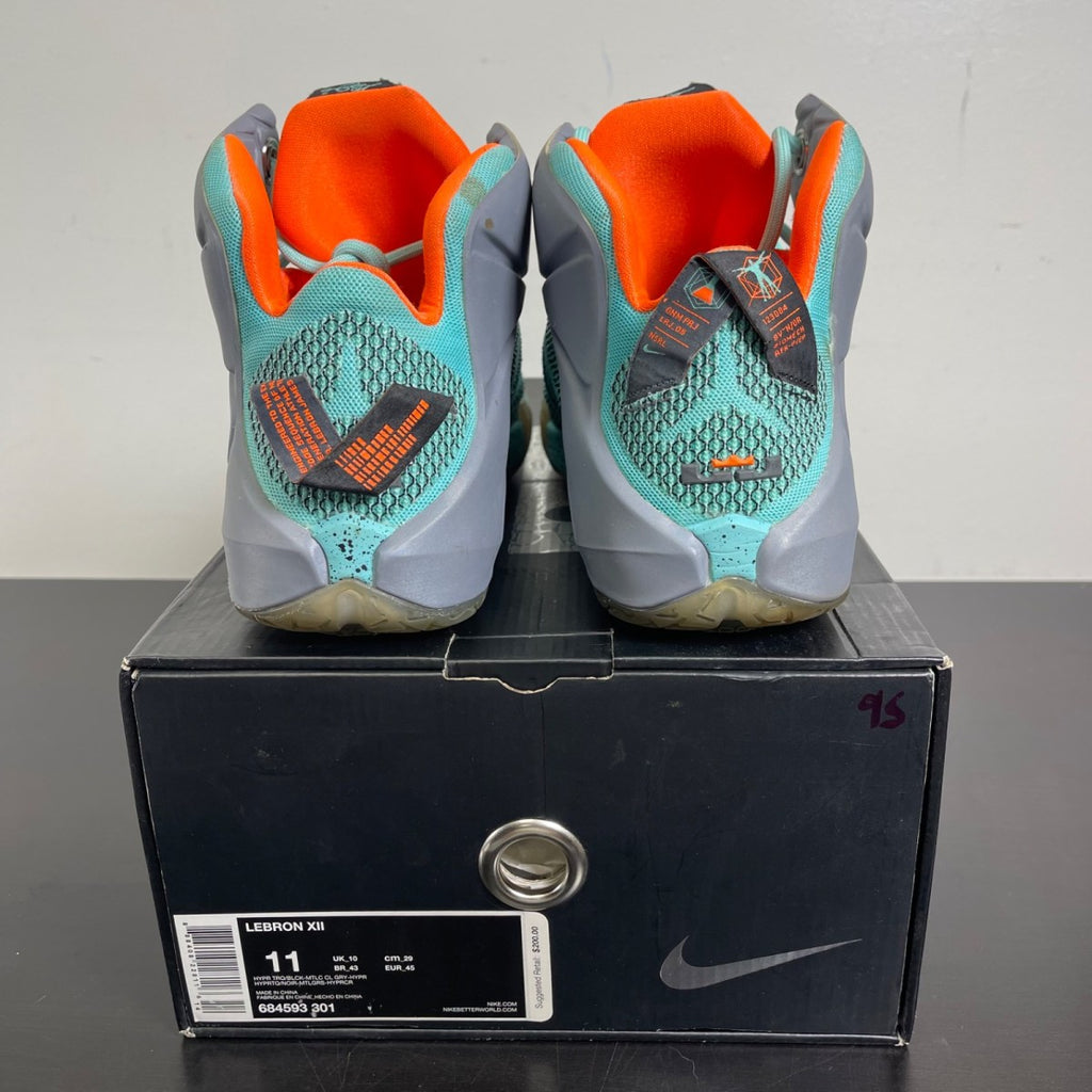 Nike LeBron 12 NSRL 11 (Moderately Worn Pre-Owned)NikeHyper Turquoise/Black-Metallic Cool Grey-Hyper Crimson - Image 4