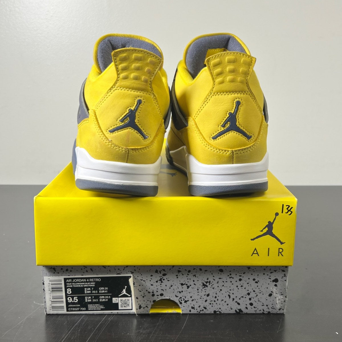 Jordan 4 Retro Lightning (2021) 8 (Lightly Worn Pre-Owned)JordanTour Yellow/White-Dark Blue Grey - Image 4