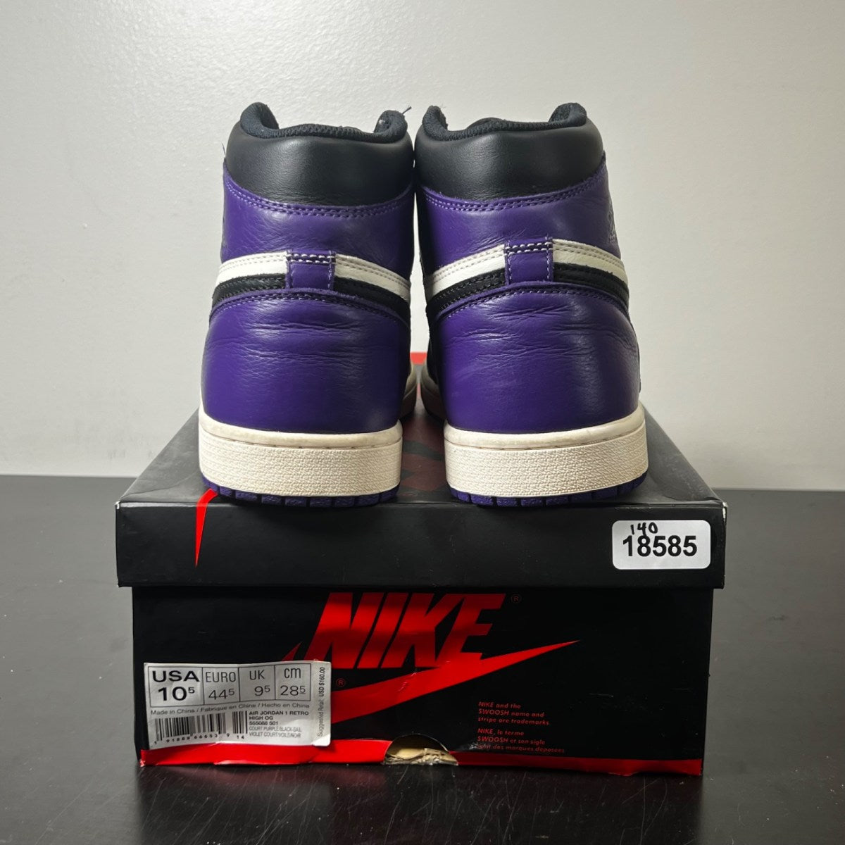 Jordan 1 Retro High Court Purple 10.5 (Moderately Worn Pre-Owned)JordanCourt Purple/Black-Sail - Image 4