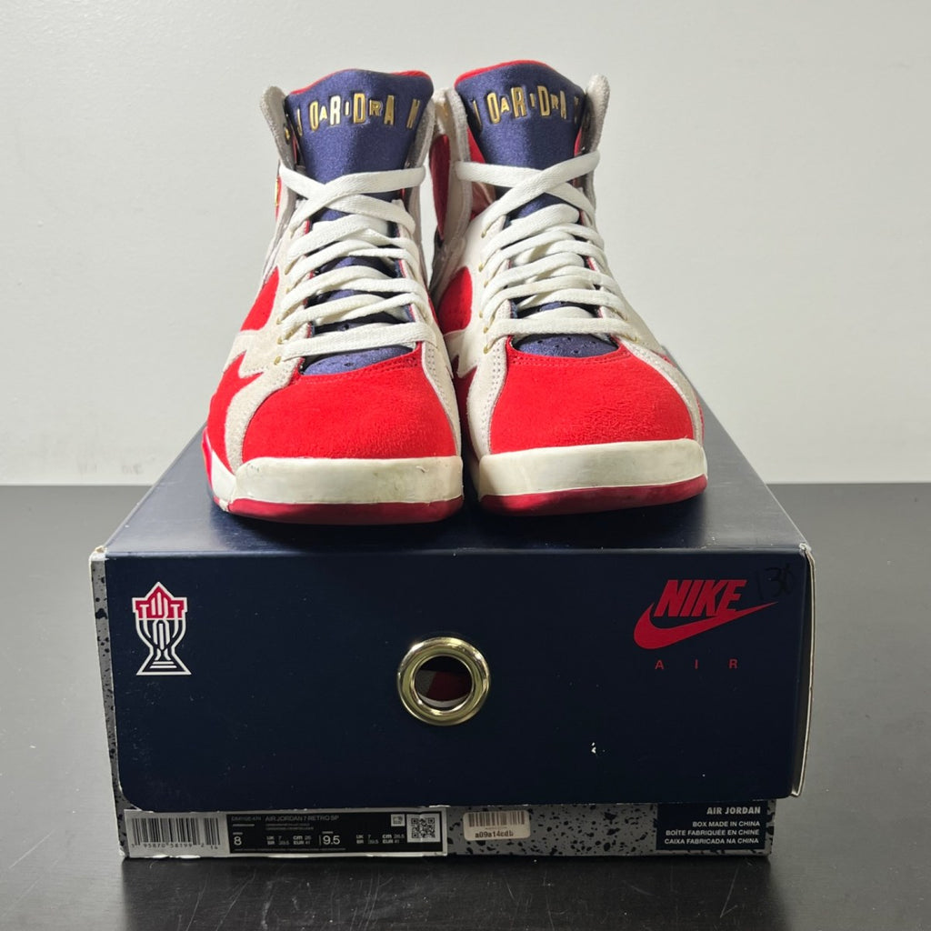 Jordan 7 Retro Trophy Room New Sheriff in Town 8 (Lightly Worn Pre-Owned)JordanObsidian/Dark Obsidian-True Red-Metallic Gold - Image 2