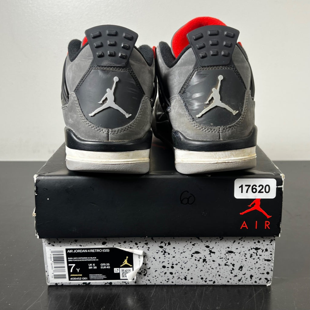 Jordan 4 Retro Infrared (GS) 7Y (Heavily Worn Pre-Owned)JordanDark Grey/Infrared 23-Black-Cement Grey - Image 4