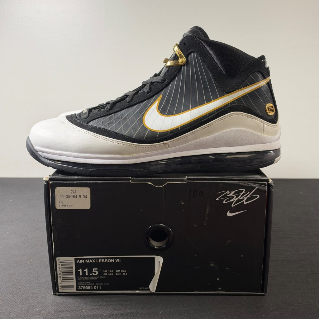Nike LeBron 7 Black/White-Metallic Gold (Size 11.5) - Image 3