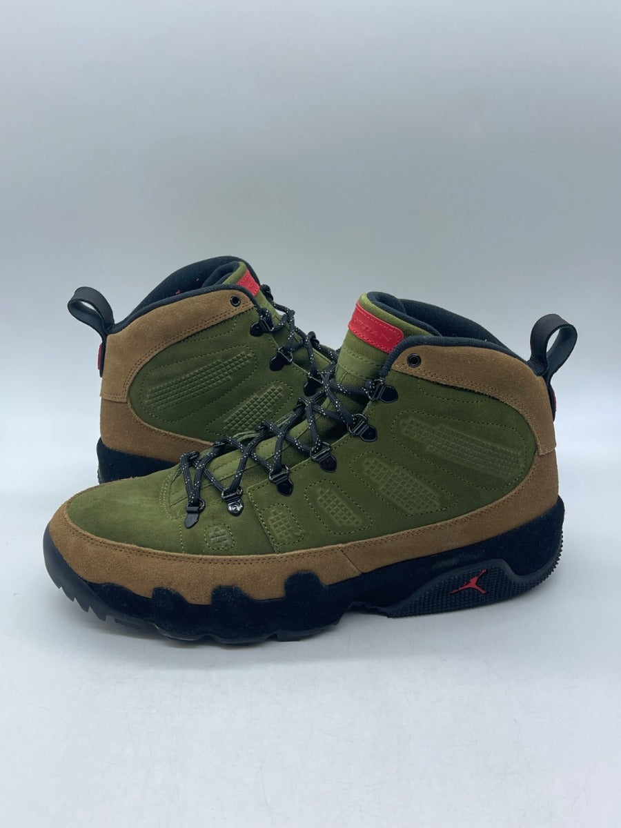 Jordan 9 Retro Boot NRG Military Brown 13 (Moderately Worn Pre-Owned)JordanMilitary Brown/Legion Green-University Red-Black - Image 1