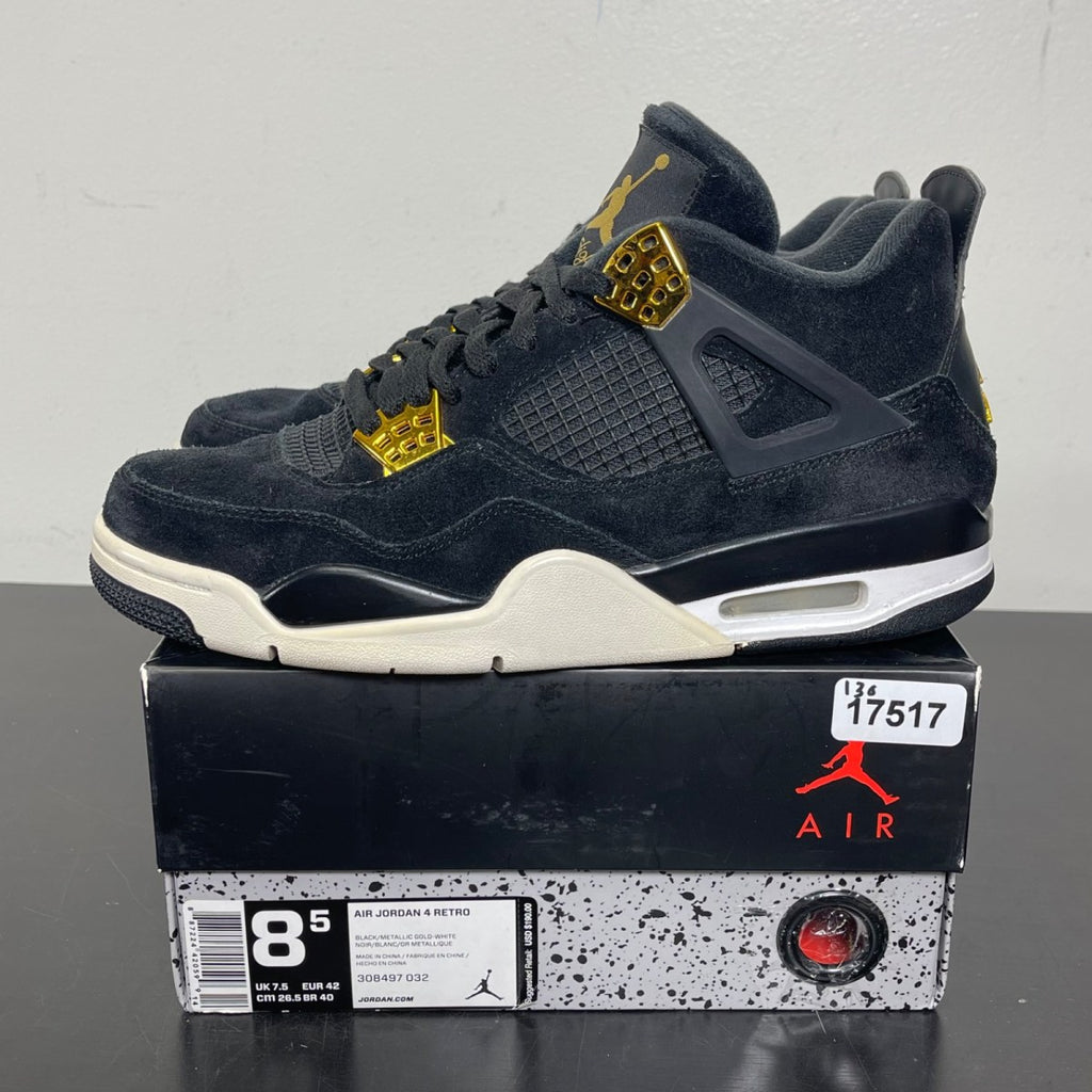 Jordan 4 Retro Royalty 8.5 (Moderately Worn Pre-Owned)JordanBlack/Metallic Gold-White - Image 3