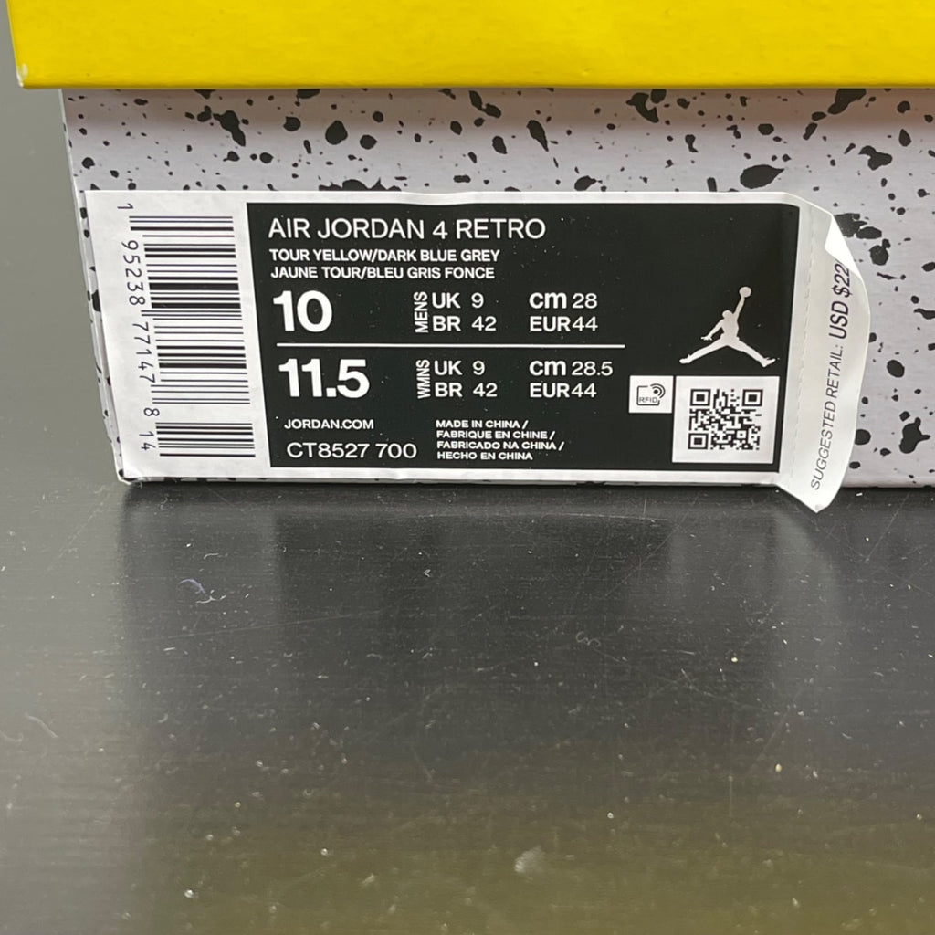 Jordan 4 Retro Lightning (2021) 10 (Moderately Worn Pre-Owned)JordanTour Yellow/White-Dark Blue Grey - Image 7