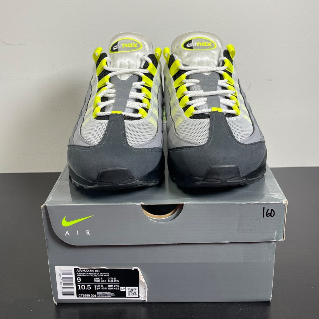 Nike Air Max 95 OG Neon (2020) 9 (Moderately Worn Pre-Owned)NikeBlack/Neon Yellow-Light Graphite - Image 2