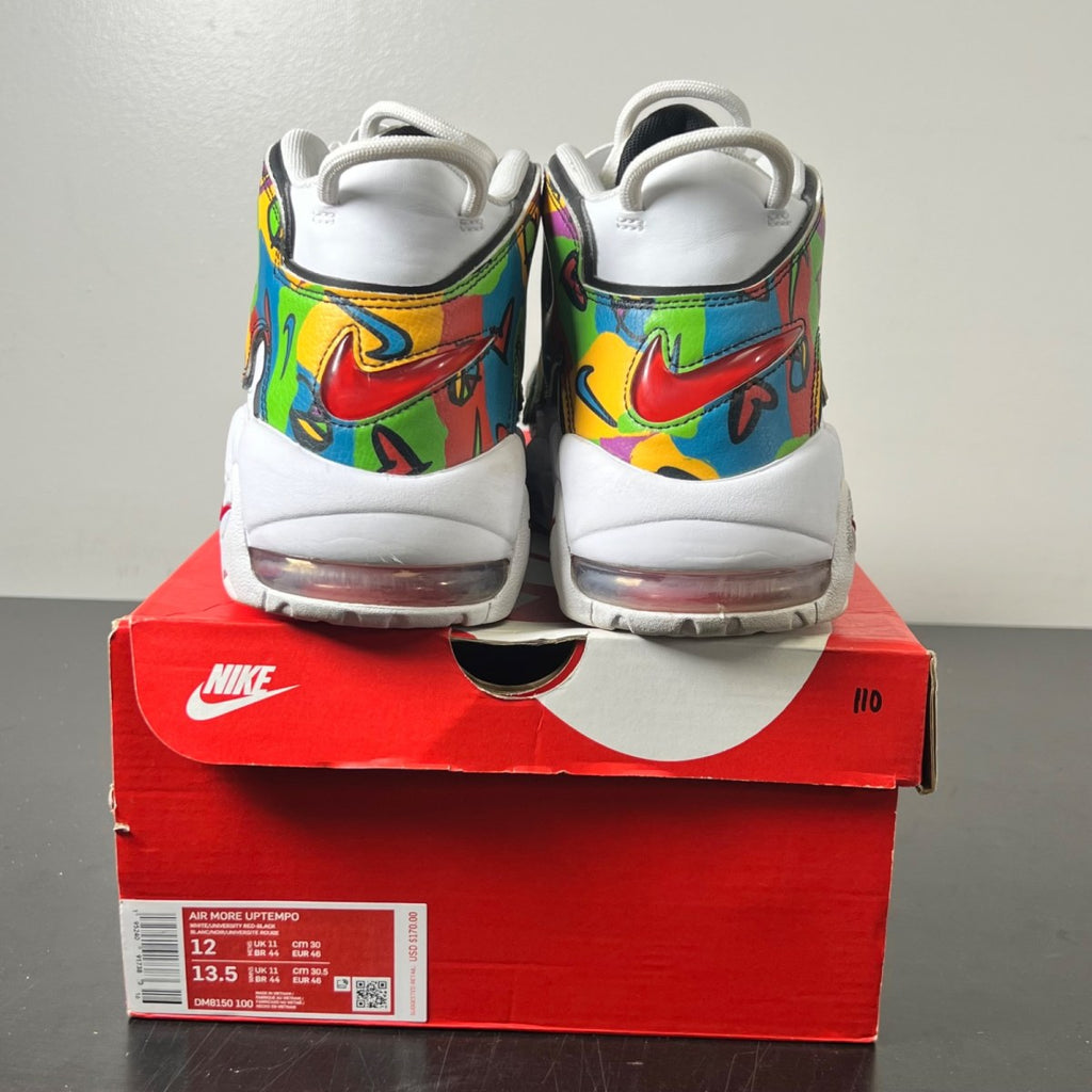Nike Air More Uptempo Peace, Love, Swoosh 12 (Moderately Worn Pre-Owned)NikeWhite/Black-University Gold-University Red - Image 5