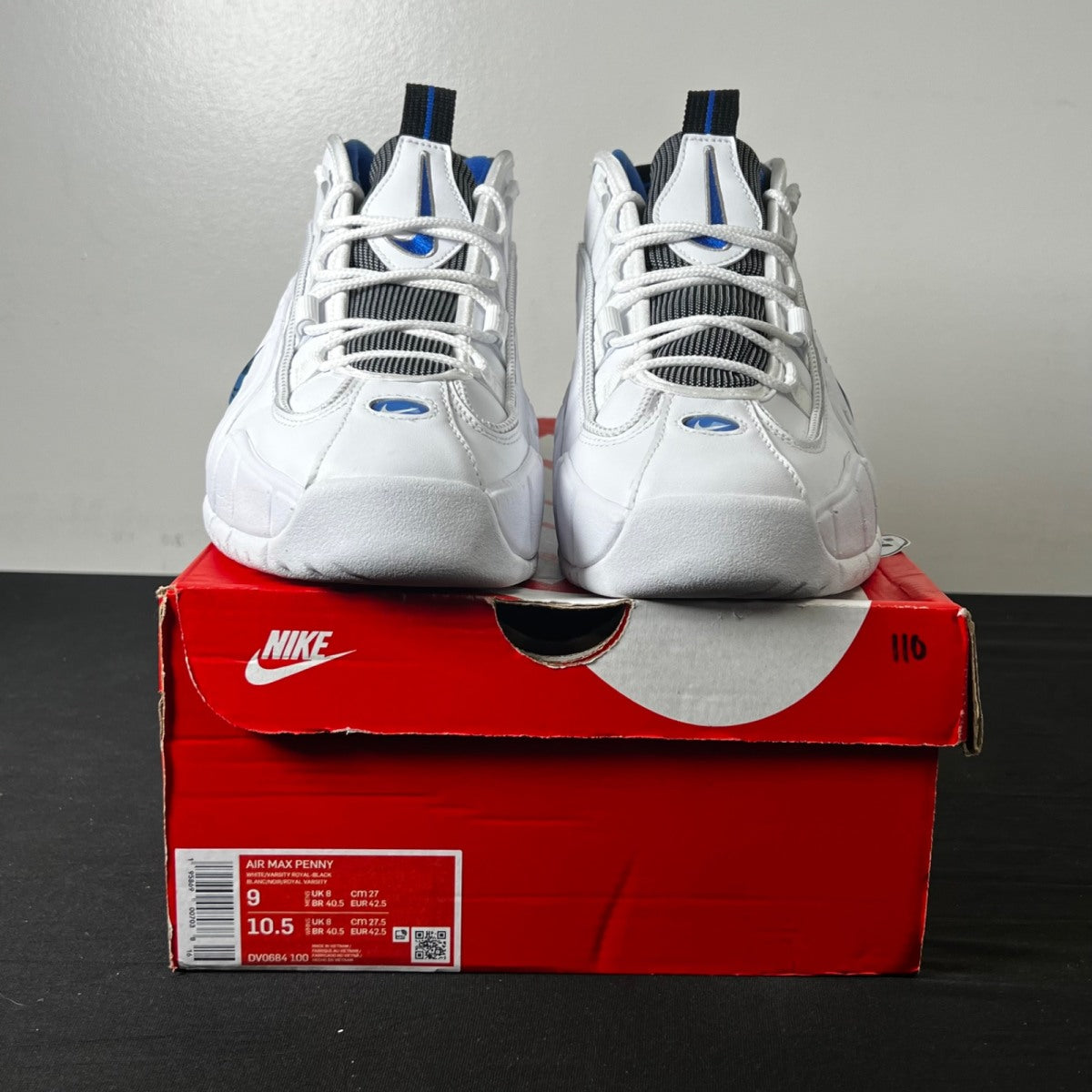 Nike Air Max Penny 1 Home (2022) 9 (Lightly Worn Pre-Owned)NikeWhite/Varsity Royal-Black - Image 2