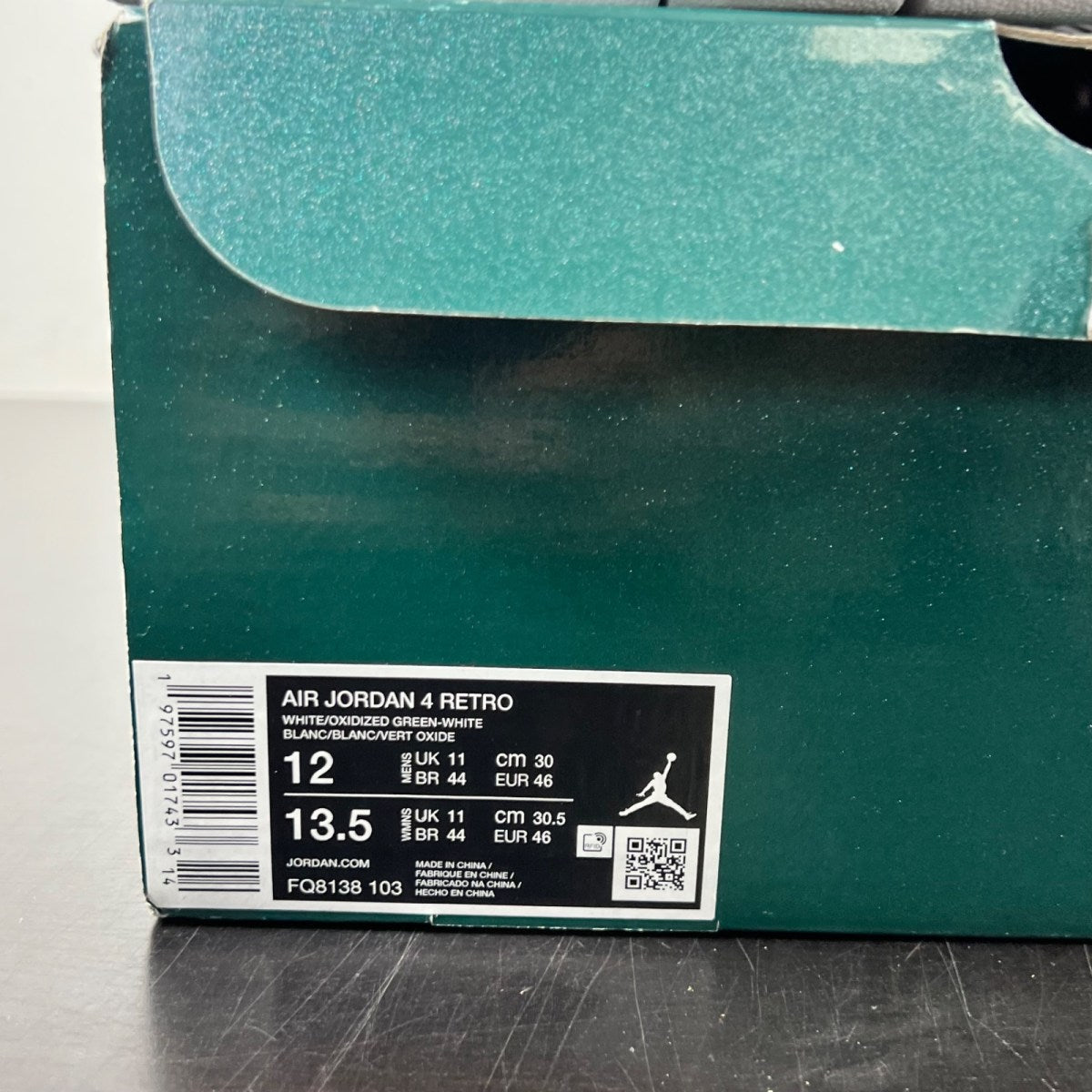 Jordan 4 Retro Oxidized Green 12 (Lightly Worn Pre-Owned)JordanWhite/Oxidized Green/White/Neutral Grey - Image 4