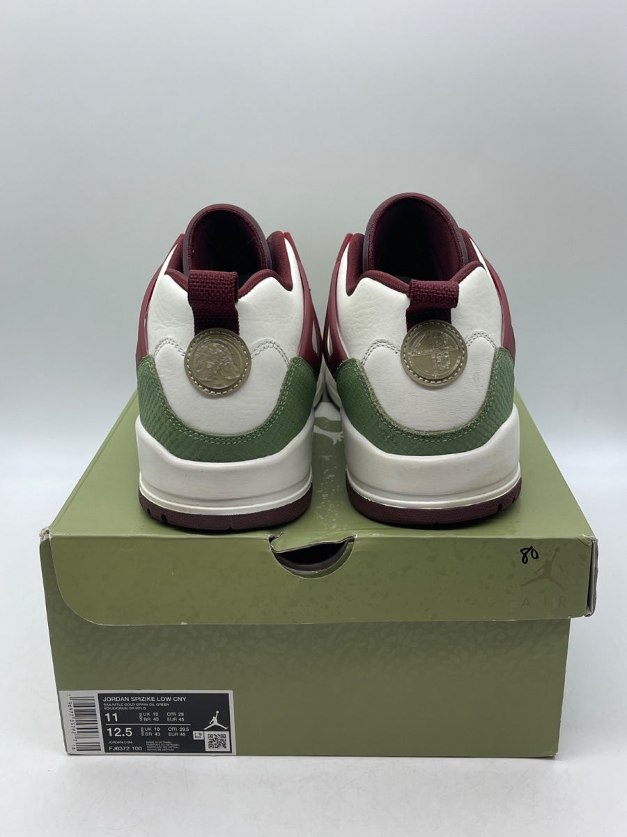 Jordan Spizike Low Chinese New Year (2024) 11 (Moderately Worn Pre-Owned)JordanSail/Oil Green-Dark Team Red-Metallic Gold Grain - Image 3