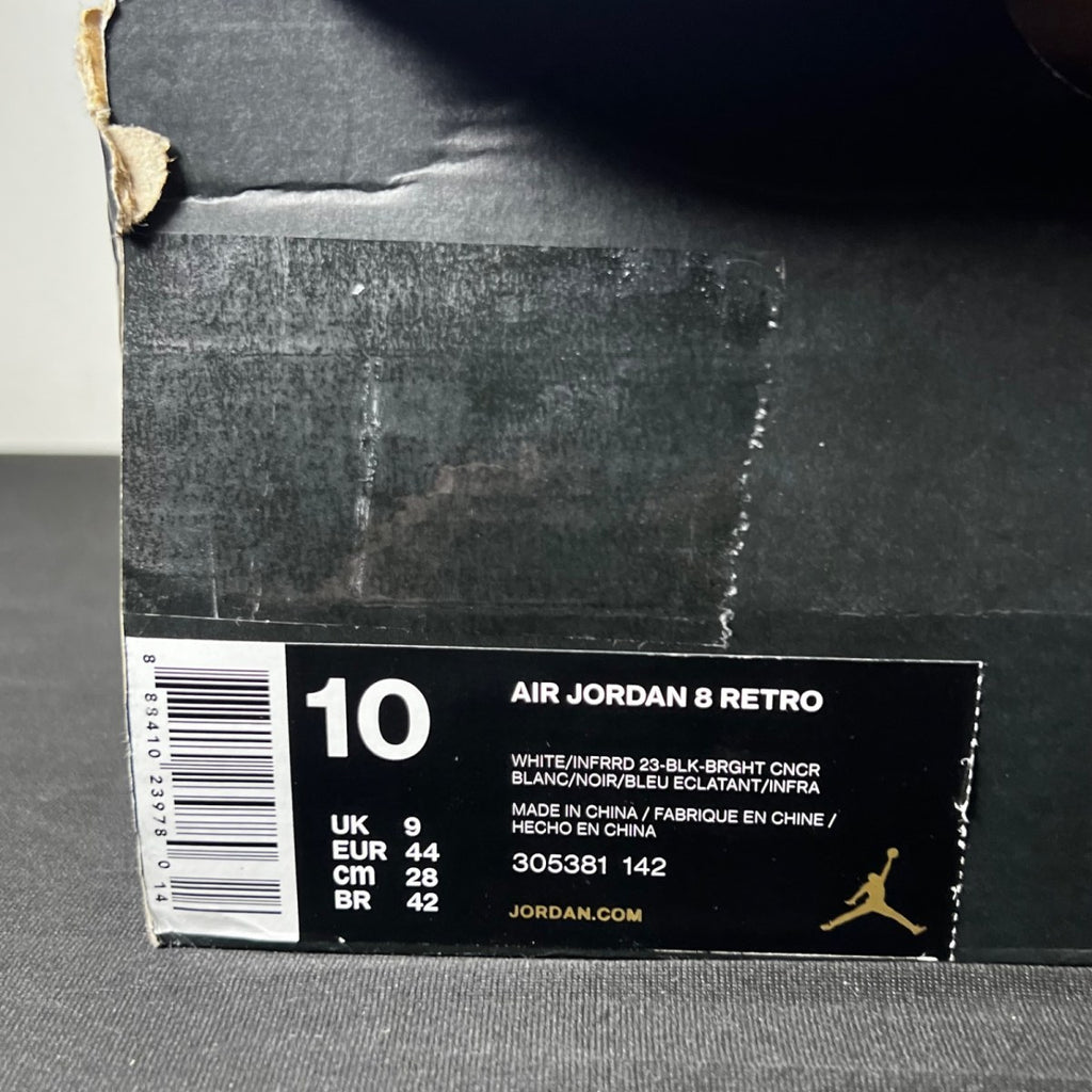 Jordan 8 Retro Three Peat 10 (New Pre-Owned)JordanWhite/Infrared 23-Black-Bright Concord - Image 4