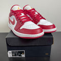 Jordan 1 Low Cardinal Red 10 (Moderately Worn Pre-Owned)JordanCardinal Red/White/Light Curry - Image 1