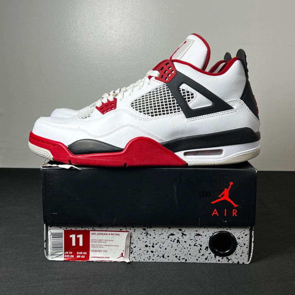 Jordan 4 Retro Fire Red (2012) 11 (Moderately Worn Pre-Owned)JordanWhite/Varsity Red-Black - Image 3