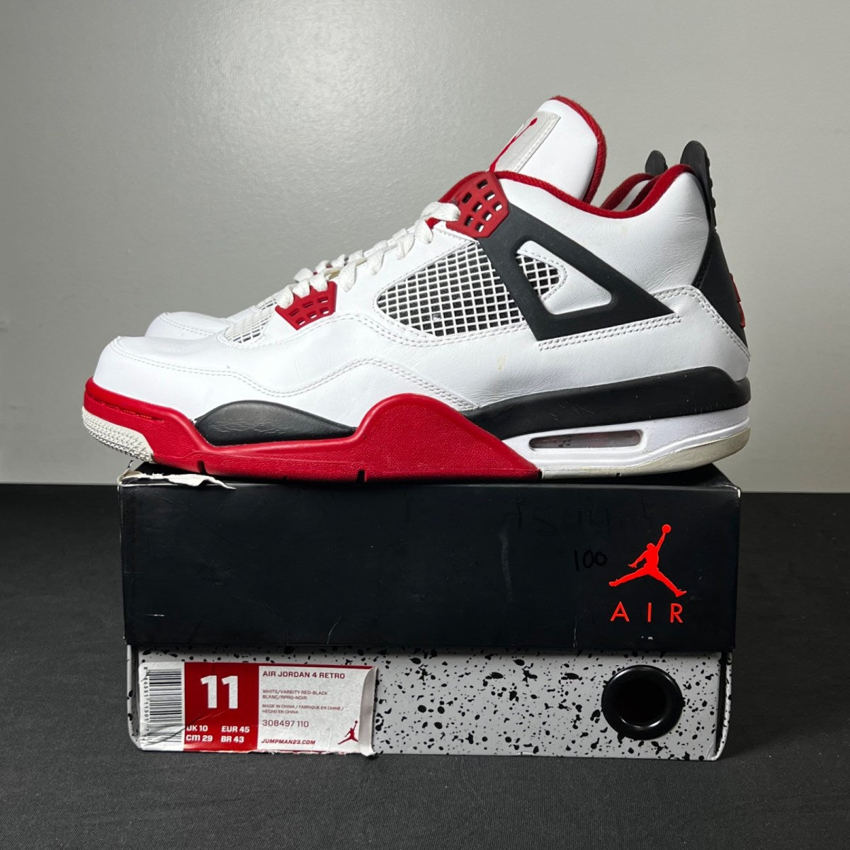 Jordan 4 Retro Fire Red (2012) 11 (Moderately Worn Pre-Owned)JordanWhite/Varsity Red-Black - Image 3