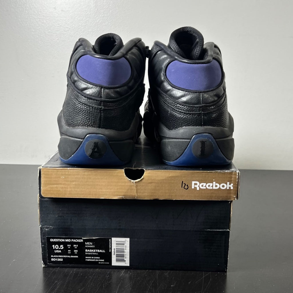 Reebok Question Mid Packer Shoes Curtain Call 10.5 (Moderately Worn Pre-Owned)ReebokBlack/Red/Royal/Shark - Image 4