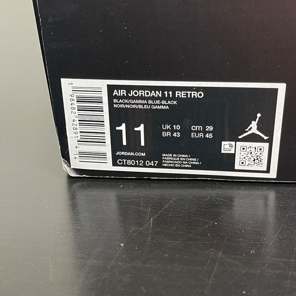 Jordan 11 Retro Gamma Blue (2025) 11 (Lightly Worn Pre-Owned)JordanBlack/Gamma Blue/Varsity Maize - Image 7