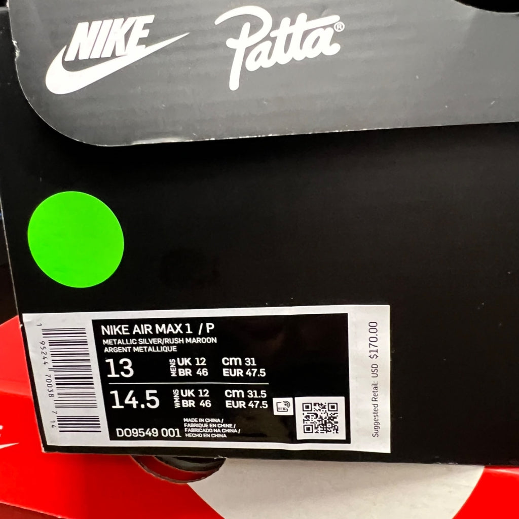 Nike Air Max 1 Patta The Next Wave Dark Russett 13 (Lightly Worn Pre-Owned)NikeDark Russet/Dark Russet-Metallic Silver - Image 7