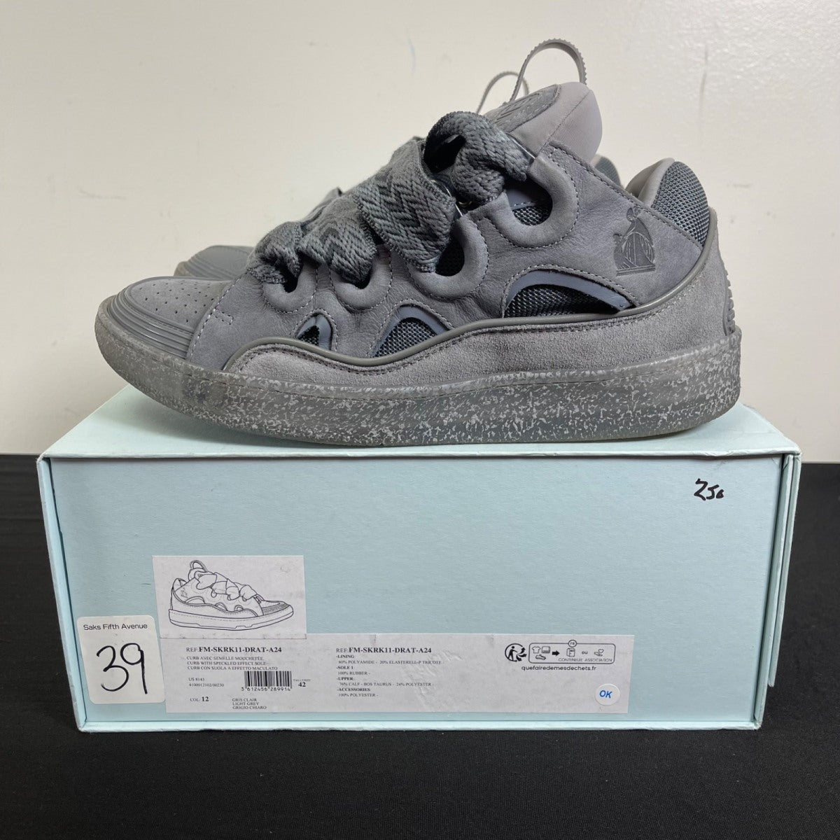 Lanvin Leather Curb Speckled Effect Light Grey 42 (Moderately Worn Pre-Owned)LanvinLight Grey - Image 3