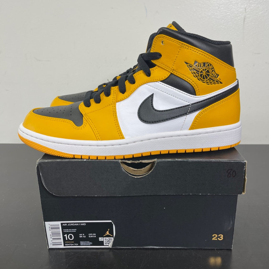 Jordan 1 Mid Taxi 10 (Moderately Worn Pre-Owned)JordanTaxi/White-Black - Image 3