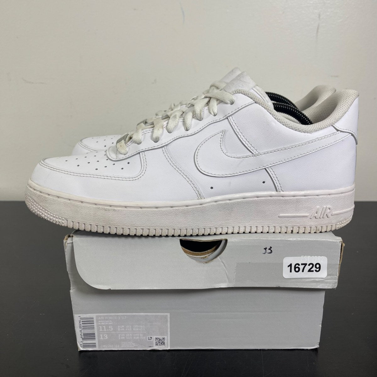 Nike Air Force 1 Low '07 White 11.5 (Moderately Worn Pre-Owned)NikeWhite/White - Image 3