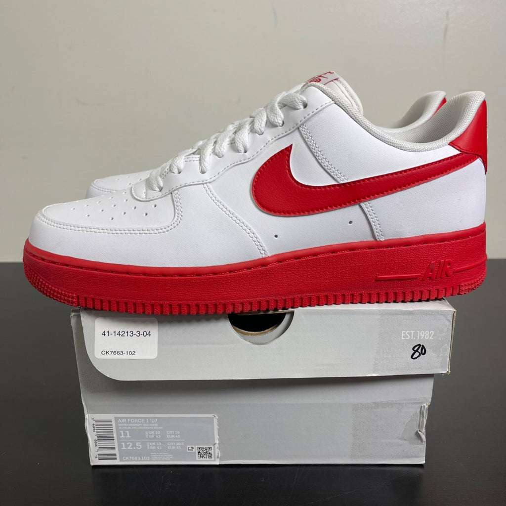 Nike Air Force 1 Low White Red Midsole 11 (Moderately Worn Pre-Owned)NikeWhite/University Red-White - Image 3