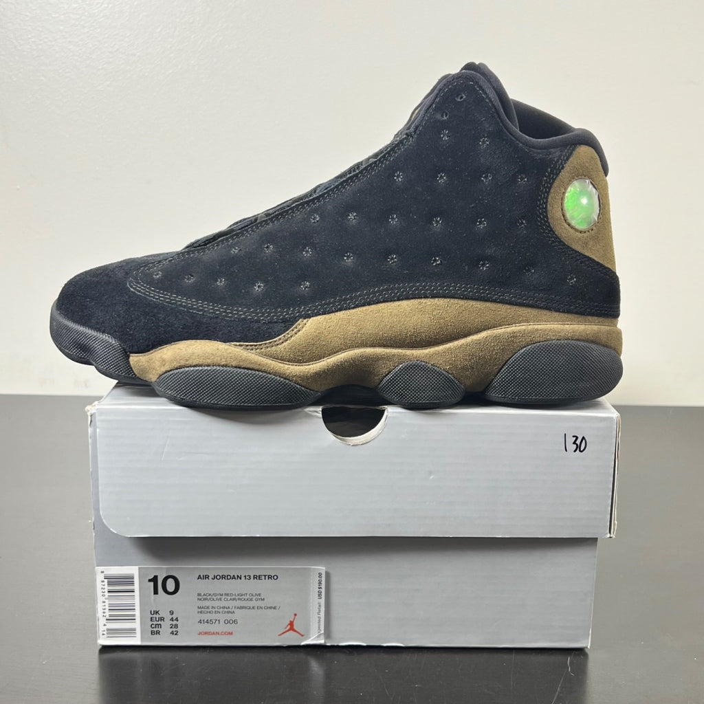 Jordan 13 Retro Olive 10 (Lightly Worn Pre-Owned)JordanBlack/True Red-Light Olive - Image 3