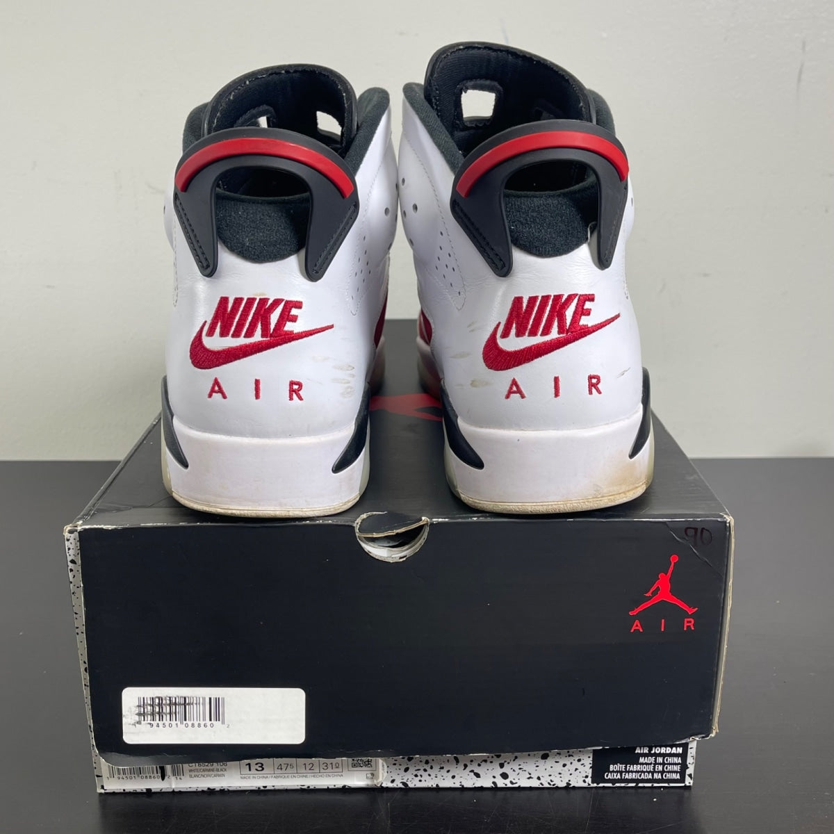 Jordan 6 Retro Carmine (2021) 13 (Moderately Worn Pre-Owned)JordanWhite/Black-Carmine - Image 4