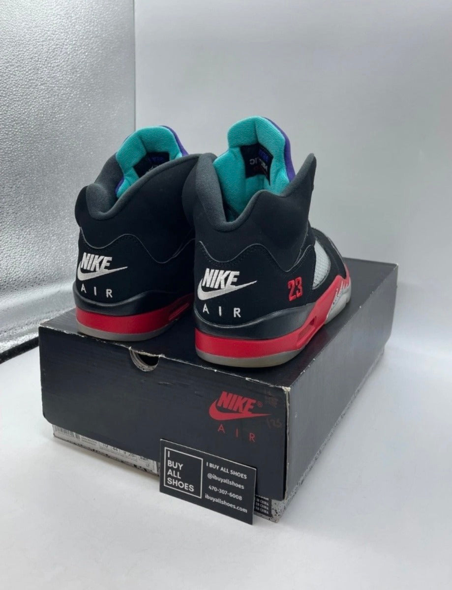 Jordan 5 Retro Top 3 10 (Lightly Worn Pre-Owned)JordanBlack/Fire Red-Grape Ice-New Emerald - Image 5